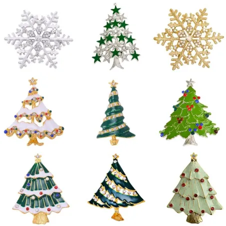 Broches de natal coloridos - árvore de natal - floco de neve