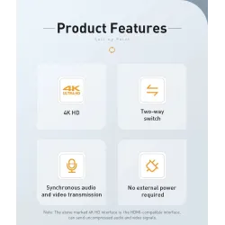 Baseus - 4K HD switcher - bidirectional adapter - splitter - converter - for PS4 TV Box PCSplitters