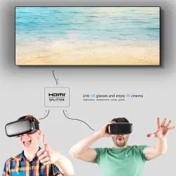 Répartiteur HDMI 4K - Full HD - 1080P - Amplificateur 1 entrée 2 sorties - double affichage - pour HDTV DVD PS3 Xbox