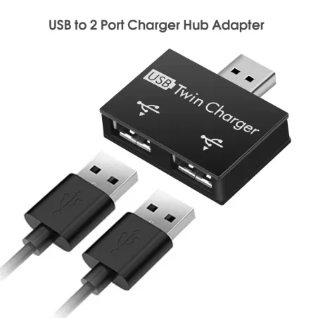 USB 2.0 til 2 port lader - HUB adapter