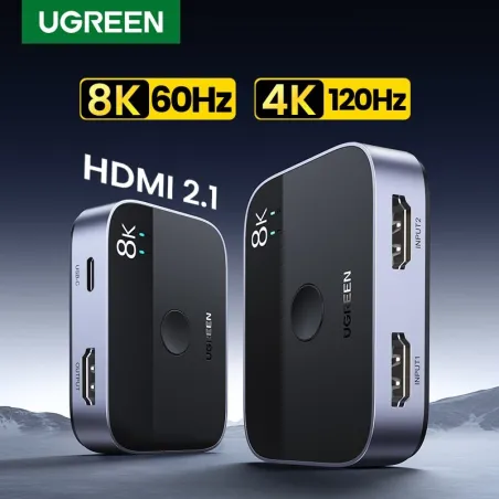 Conmutadores HDMIUGREEN - Conmutador divisor HDMI 2.1 - Conmutador 2 en 1 - 4K - 8K