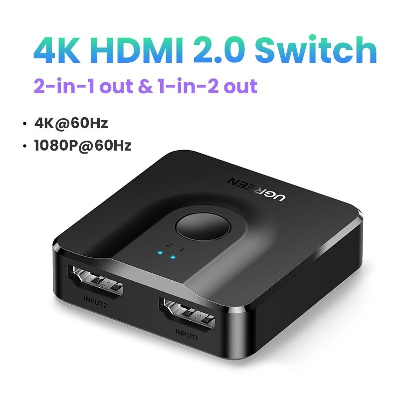 UGREEN - rozdzielacz HDMI 2.1 - przełącznik 2 w 1 - 4K - 8KPrzełącznik HDMI