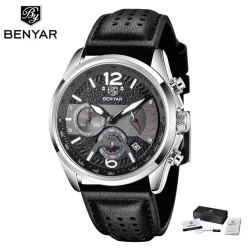 BENYAR - montre de sport à quartz - étanche - bracelet cuir
