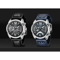 BENYAR - montre de sport à quartz - étanche - bracelet cuir
