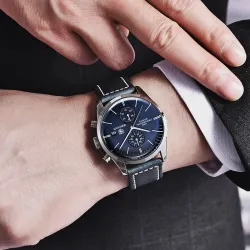 BENYAR - sport Quartz klocka - 100m vattentät - läderrem