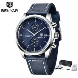 BENYAR - sport Quartz klocka - 100m vattentät - läderrem