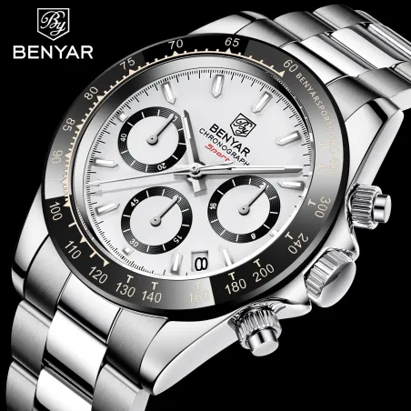 BENYAR - montre de sport en acier inoxydable - chronographe - Quartz - étanche