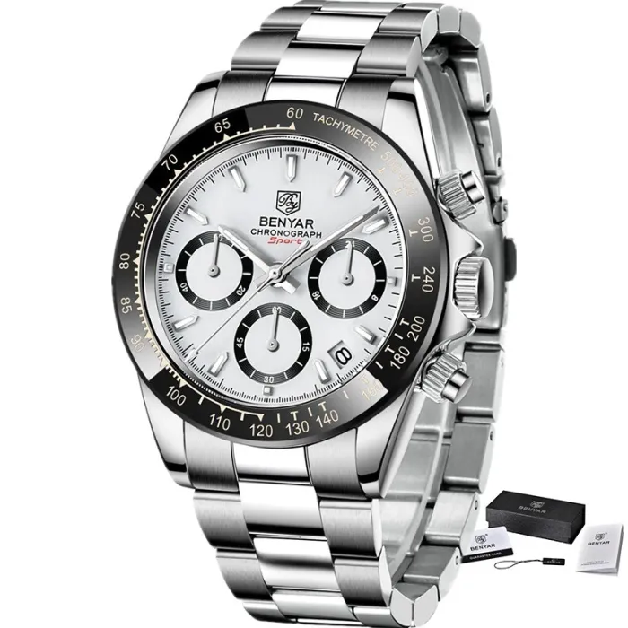 BENYAR - montre de sport en acier inoxydable - chronographe - Quartz - étanche