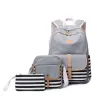 Gestreepte canvas rugzak - schooltas - set van 3Tassen