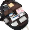 Gestreifter Leinenrucksack - Schultasche - 3-teiliges Set