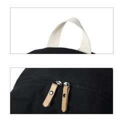 Gestreifter Leinenrucksack - Schultasche - 3-teiliges Set