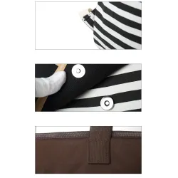 Gestreifter Leinenrucksack - Schultasche - 3-teiliges Set