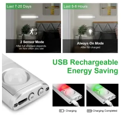 LED skabslys - med bevægelsessensor - USB smart lampe - trådløs natlys - magnetstribe