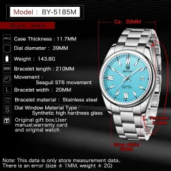 BENYAR - montre de sport automatique - acier inoxydable - étanche