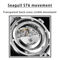 BENYAR - montre de sport automatique - acier inoxydable - étanche