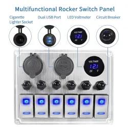 Vanntett metallvippe - vippebryterpanel - strømbryter - USB - 4/6 gangs