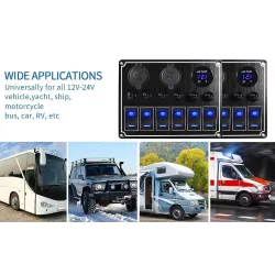 Vedenpitävä metallinen keinu - vipukytkinpaneeli - katkaisija - USB - 4 / 6 -ryhmä