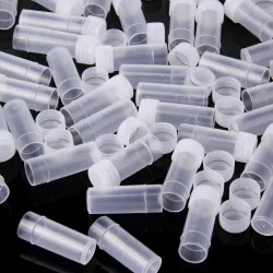 Plastprøveflasker - miniklare pille-/kapselbeholdere - med låg - 5 ml - 50 stk.
