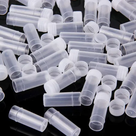 Muoviset näytepullot - minikirkkaat pilleri-/kapselisäiliöt - kannellinen - 5 ml - 50 kpl