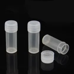 Tubos centrífugosFrascos de muestra de plástico - mini recipientes transparentes para píldoras / cápsulas - con tapa - 5 ml -...