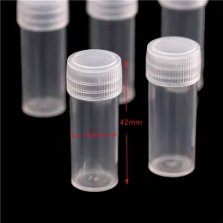 Plastprovflaskor - mini klara piller / kapselbehållare - med lock - 5 ml - 50 stycken
