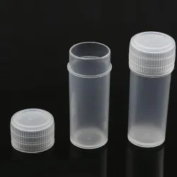 Tubos centrífugosFrascos de muestra de plástico - mini recipientes transparentes para píldoras / cápsulas - con tapa - 5 ml -...