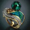 AnillosExclusivo anillo vintage - piedra verde - cristales