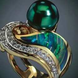 AnillosExclusivo anillo vintage - piedra verde - cristales