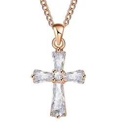 Pingente em forma de cruz de cristal - com colar