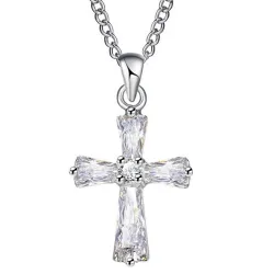 Kristallkorsformad hängsmycke - med halsband