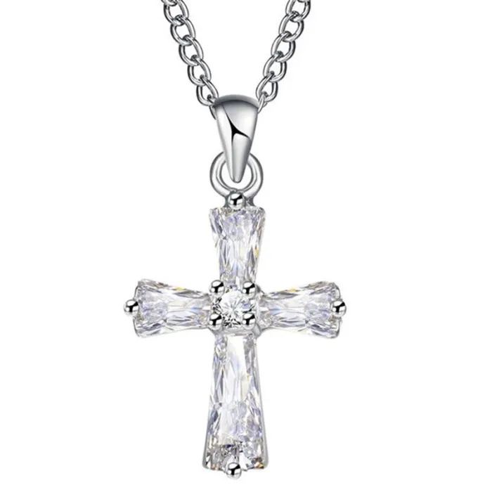 Kristallkorsformad hängsmycke - med halsband
