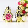 Vintage metal parfumeflaske - glasbeholder - med dråber - nøglering - 3ml