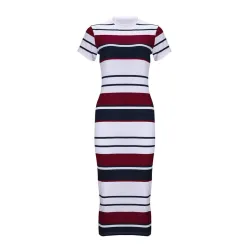 VestidosVestido rayas manga corta - midi