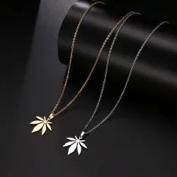 CollarColgante de hoja de arce - collar de acero inoxidable