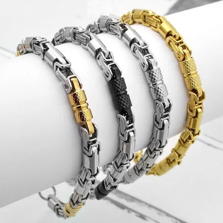 PulseraPulsera de acero inoxidable 316L - cadena de eslabones bizantinos geométricos - unisex