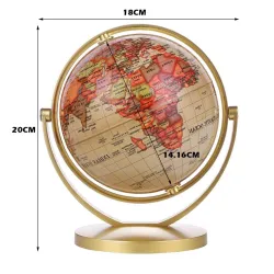Globe doré rotatif - avec support