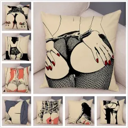 Dekorativt pudebetræk - sexet pige - 45 * 45 cm