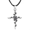 Rose cross pendant - rope necklaceNecklaces