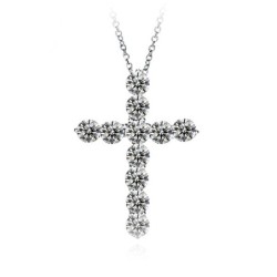 Pendentif croix cristal blanc - avec collier