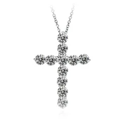 Pingente de cruz de cristal branco - com colar