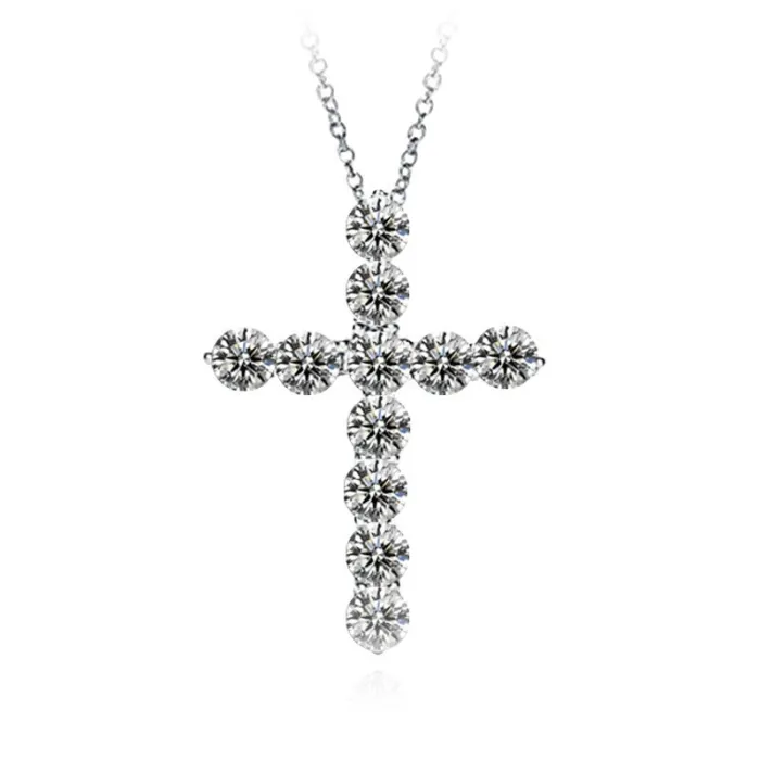 CollarColgante cruz de cristal blanco - con collar