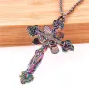 Pendentif croix arc-en-ciel - avec collier