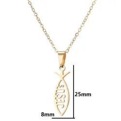 CollarColgante en forma de pez / letras JESÚS - con collar