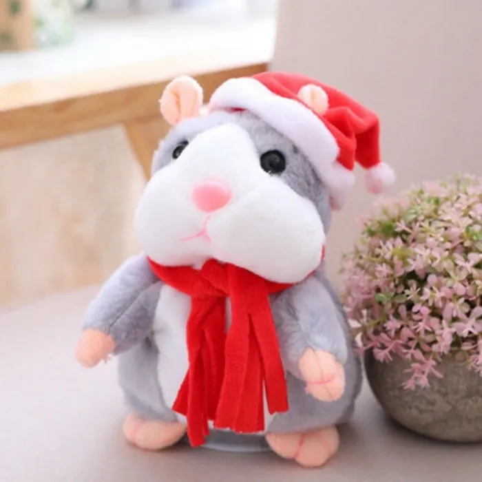 Juletalende hamster - plyslegetøj