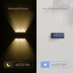 LED solcellelys - utendørs vegglampe - vanntett - opp/ned lys