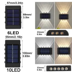 LED solcellelys - utendørs vegglampe - vanntett - opp/ned lys