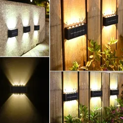 LED solcellelys - utendørs vegglampe - vanntett - opp/ned lys