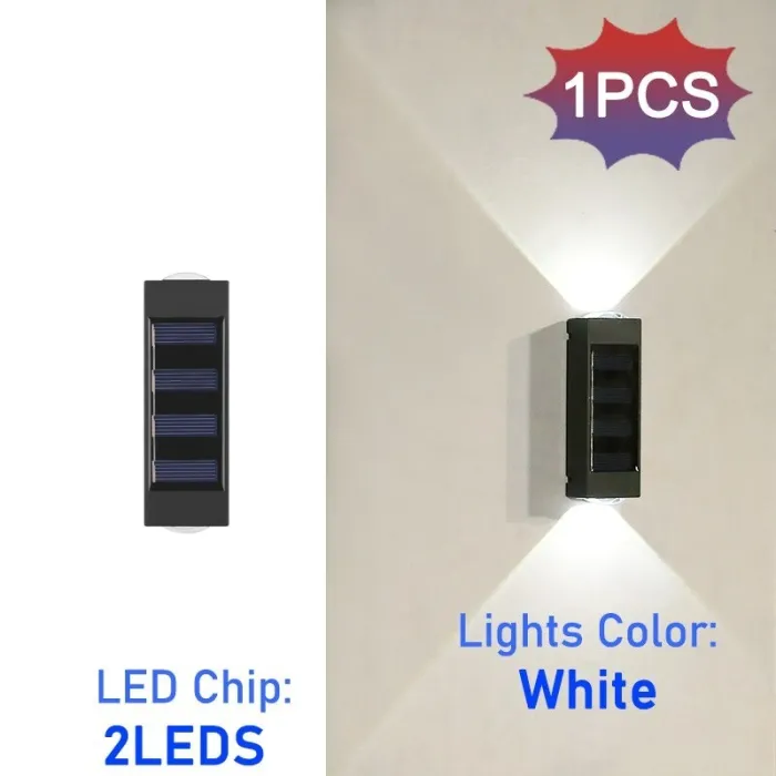 LED solcellelys - utendørs vegglampe - vanntett - opp/ned lys
