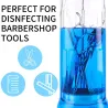 Stérilisation des outils de coiffure - pot désinfectant - flacon en verre - ciseaux / peignes
