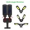 Alumbrado públicoFarola solar - lámpara de dos cabezas - sensor de movimiento PIR - resistente al agua - 200 COB - 3000mAh